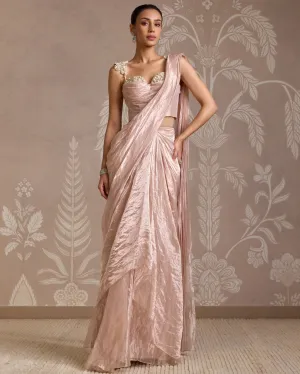 Rose Gold Hem Pre Stitched Sari Set