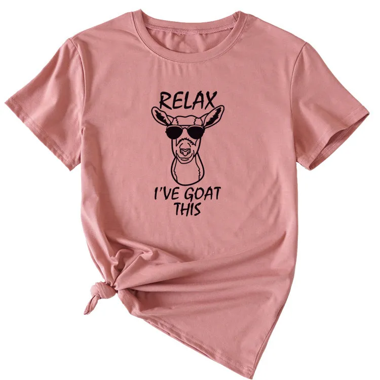 Sand Large Women's T-Shirt RELAX I'VE GOAT Short Sleeve