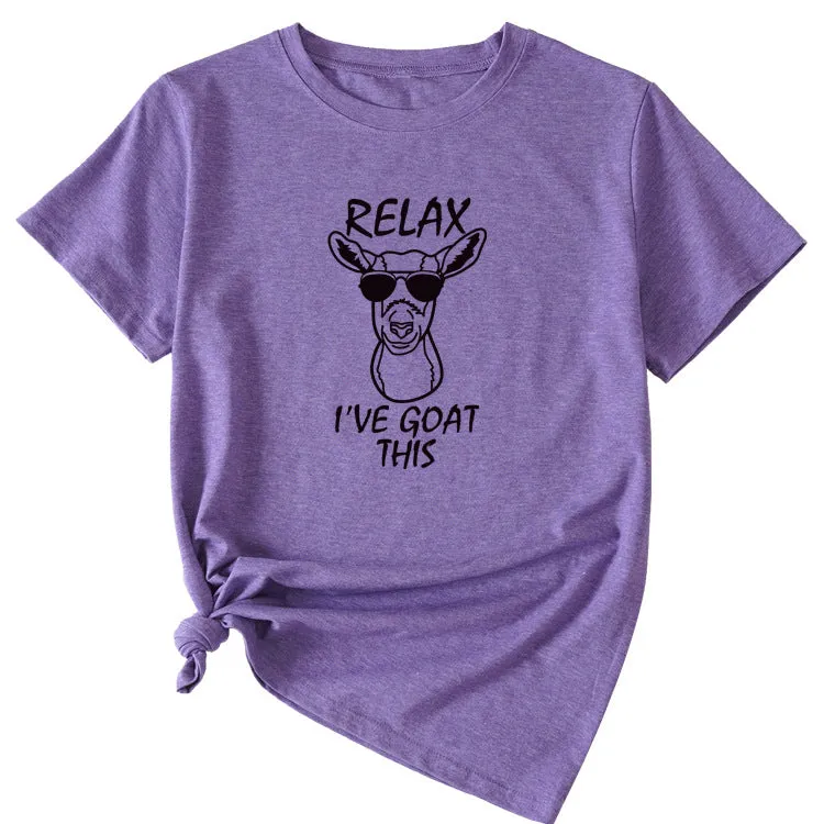 Sand Large Women's T-Shirt RELAX I'VE GOAT Short Sleeve