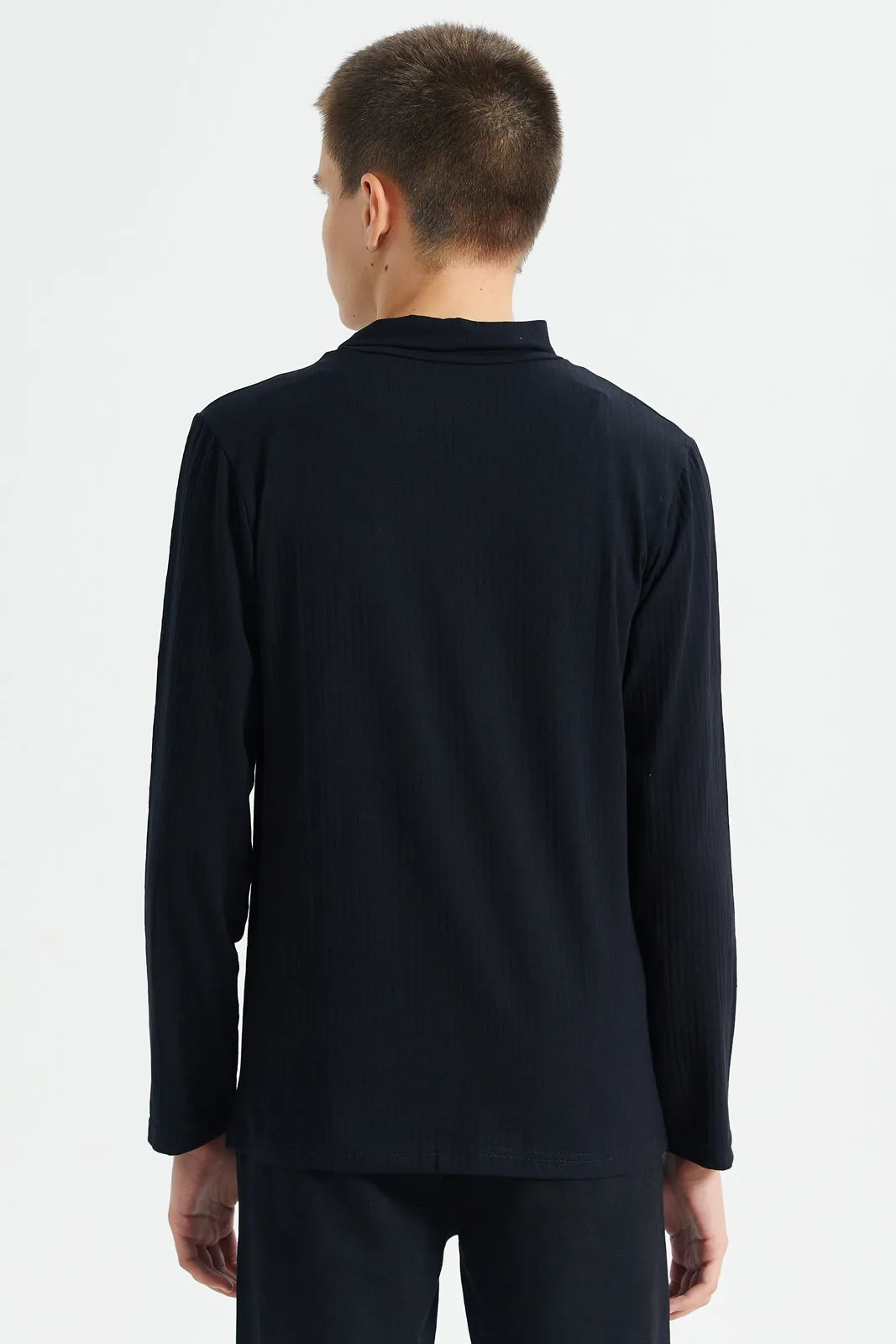 Senior Boys Black High Neck T-Shirt