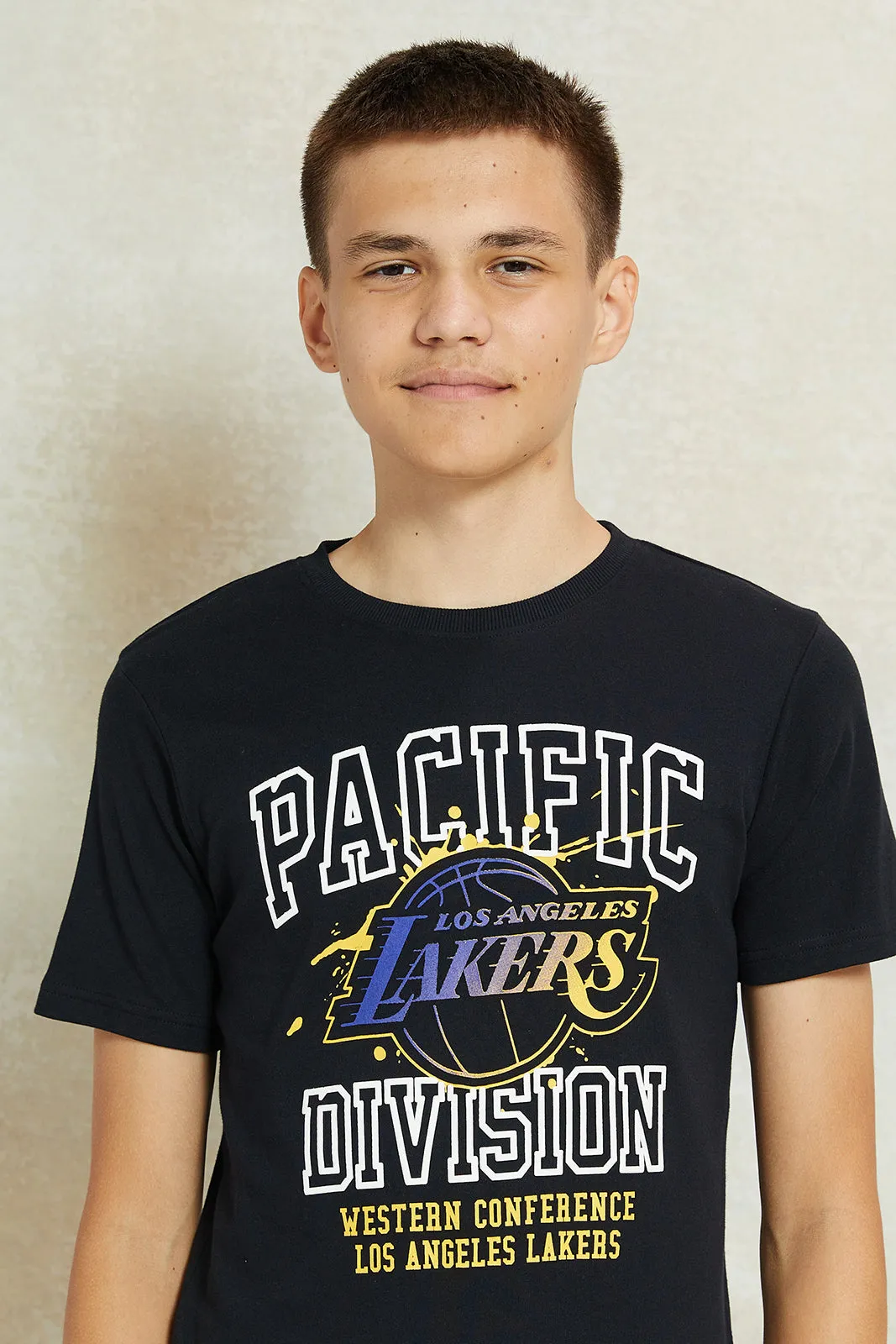 Senior Boys Black Lakers Printed T-Shirt
