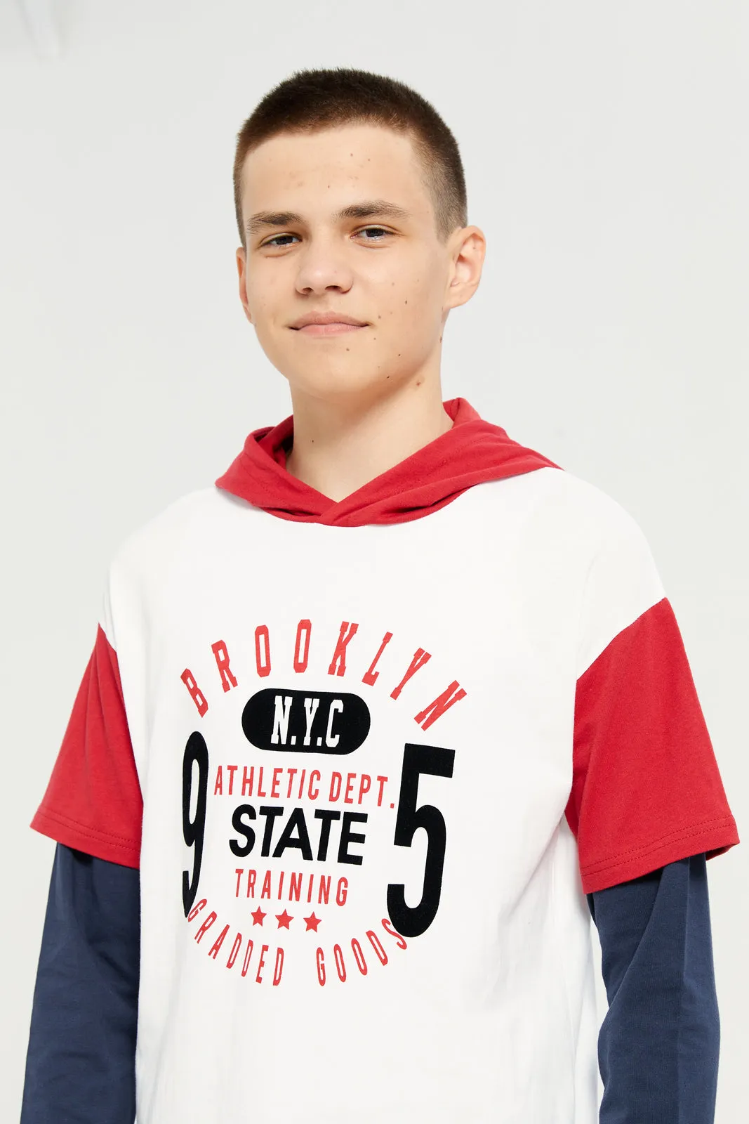 Senior Boys White Hooded T-Shirt
