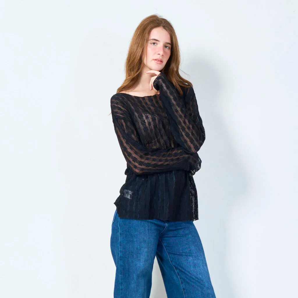 Sheer lace blouse with geometric patterns wholesale