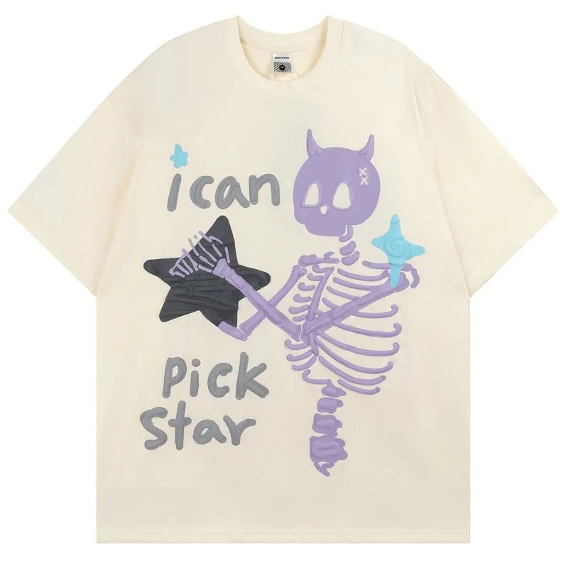 Skeleton Star Graphic Print T-Shirt