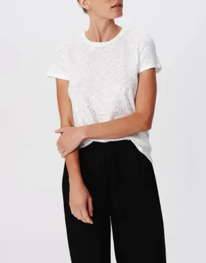 Slub Jersey with Foil Schoolboy Short Sleeve Crew Neck Tee - White Gold