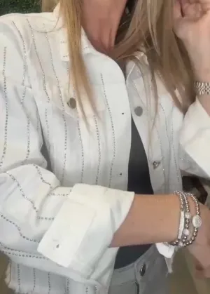 Sparkly Vertical Striped Denim Jacket