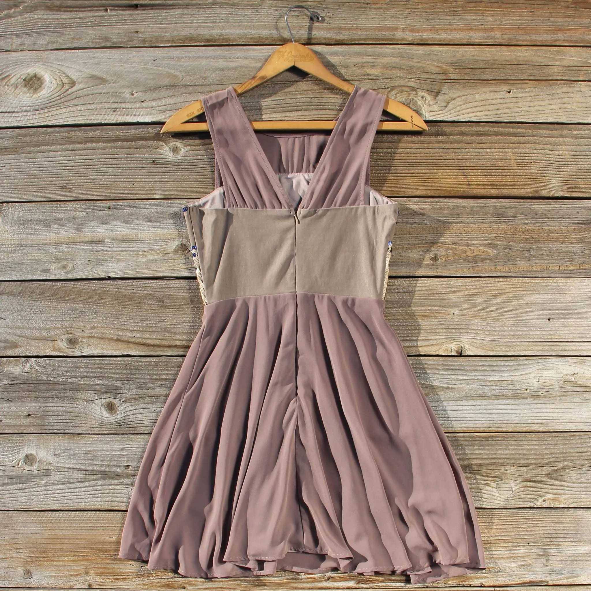 Stone Spell Beaded Dress in Dusty Taupe