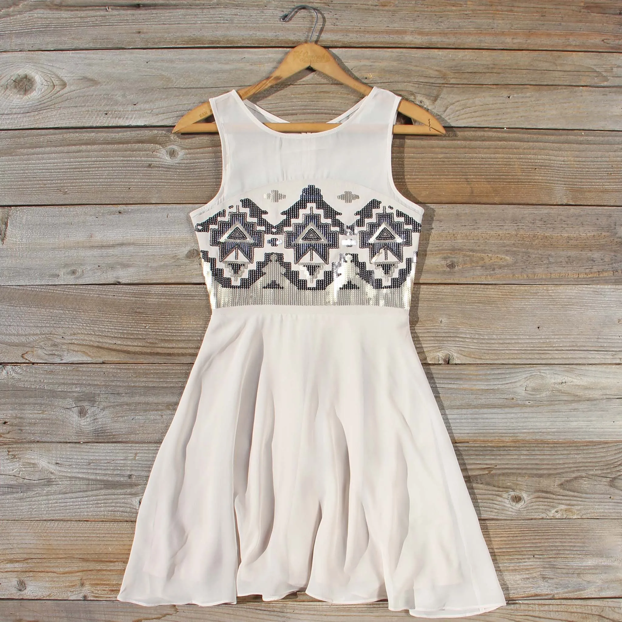 Stone Spell Beaded Dress in Sand