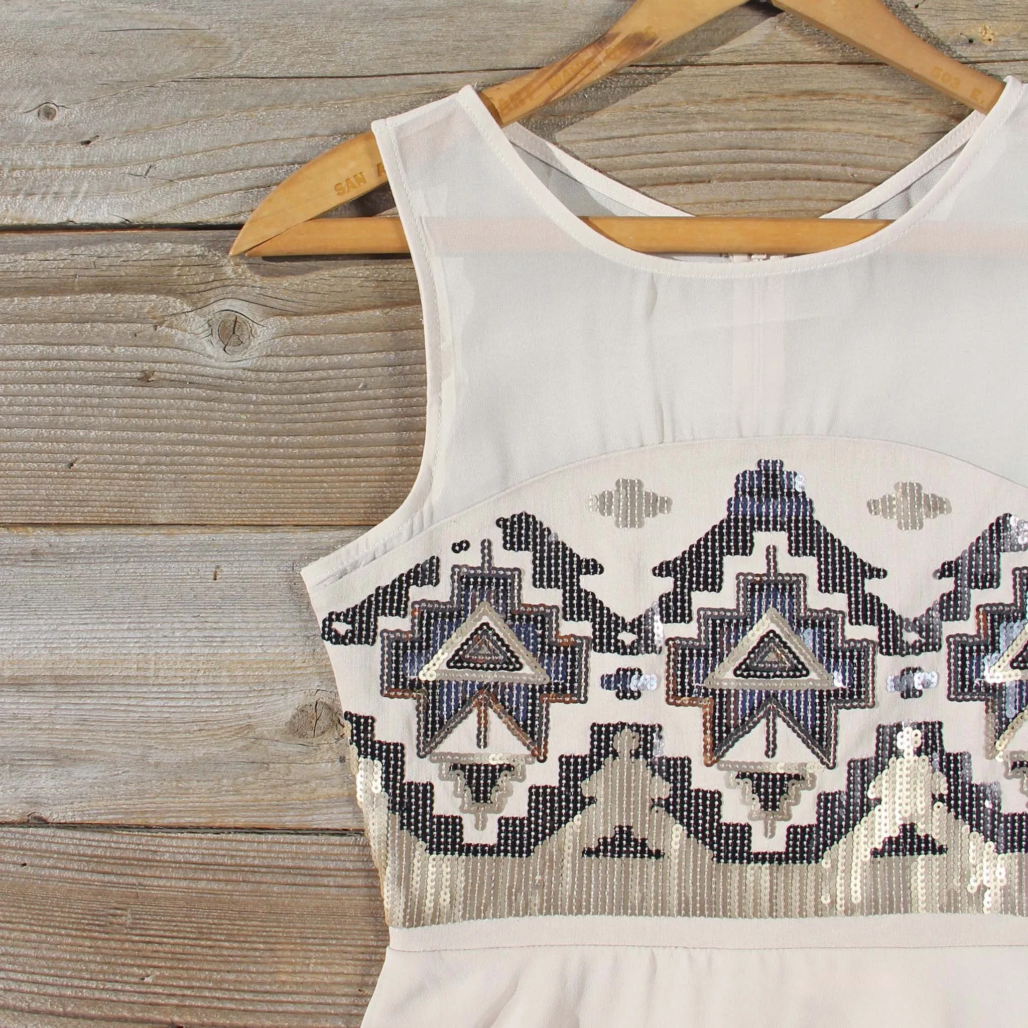 Stone Spell Beaded Dress in Sand