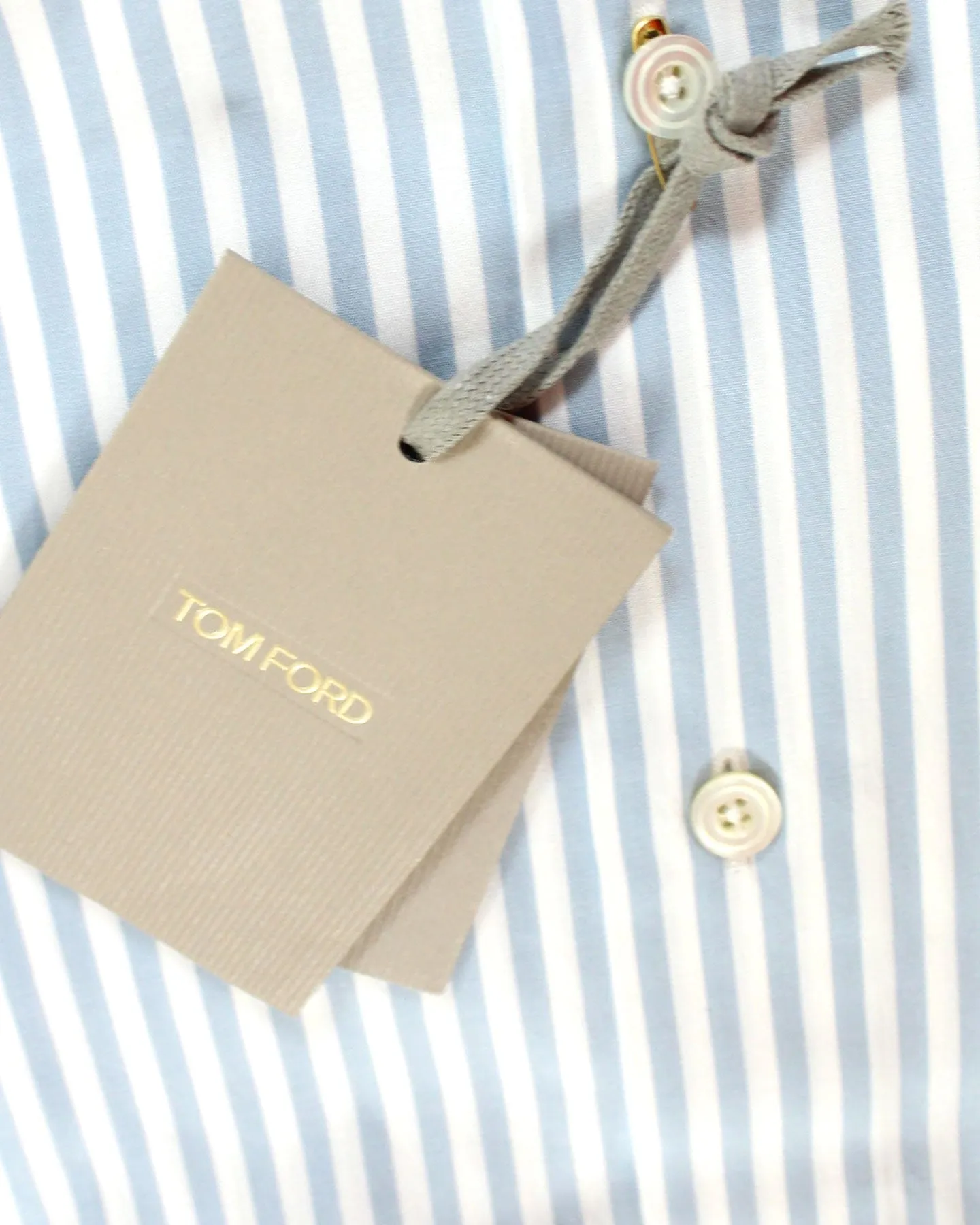 Tom Ford Button-Down Shirt Powder Blue White Stripes Modern Fit 39 - 15 1/2 SALE