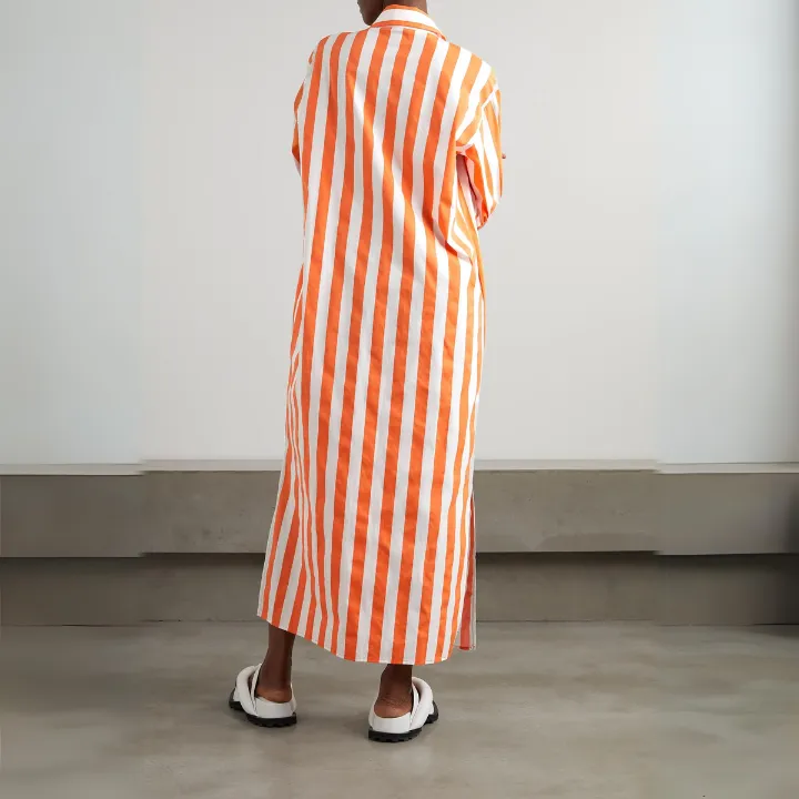 Vertical Striped Long Shirt With Slit Cut J5887