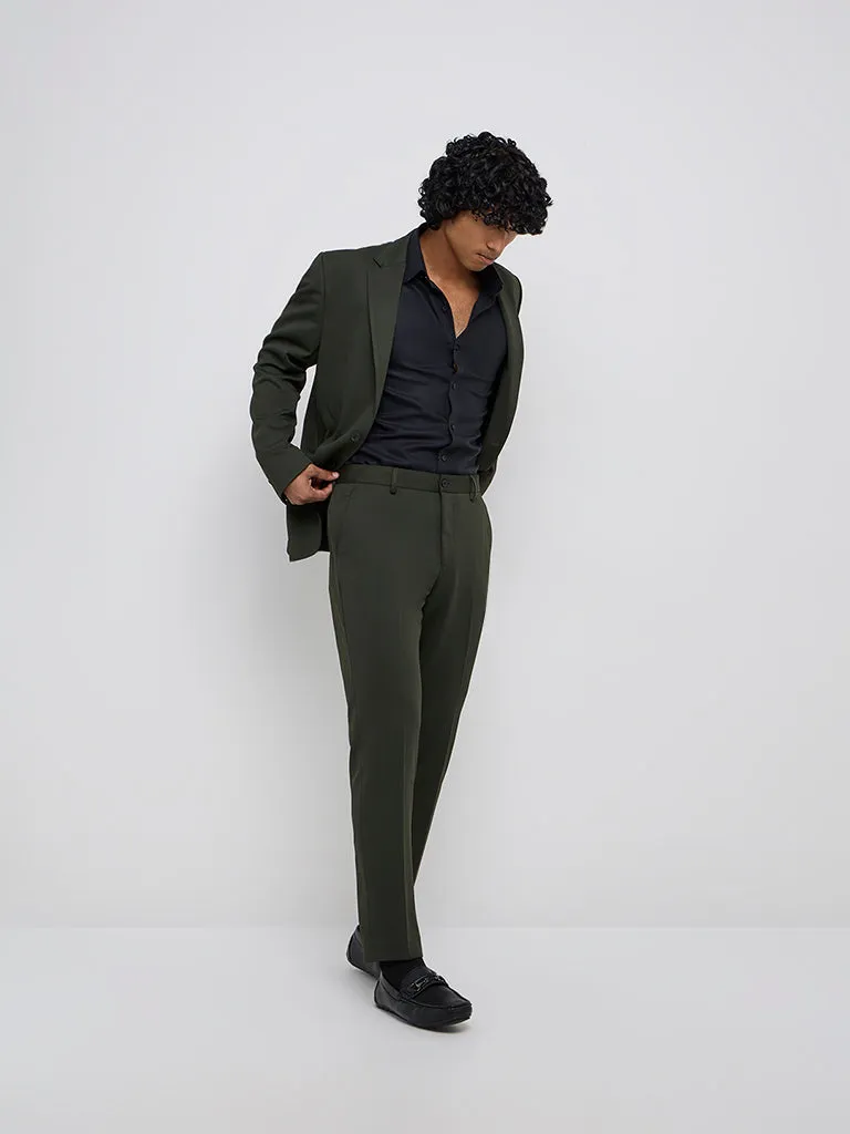 WES Formals Black Slim-Fit Cotton Shirt