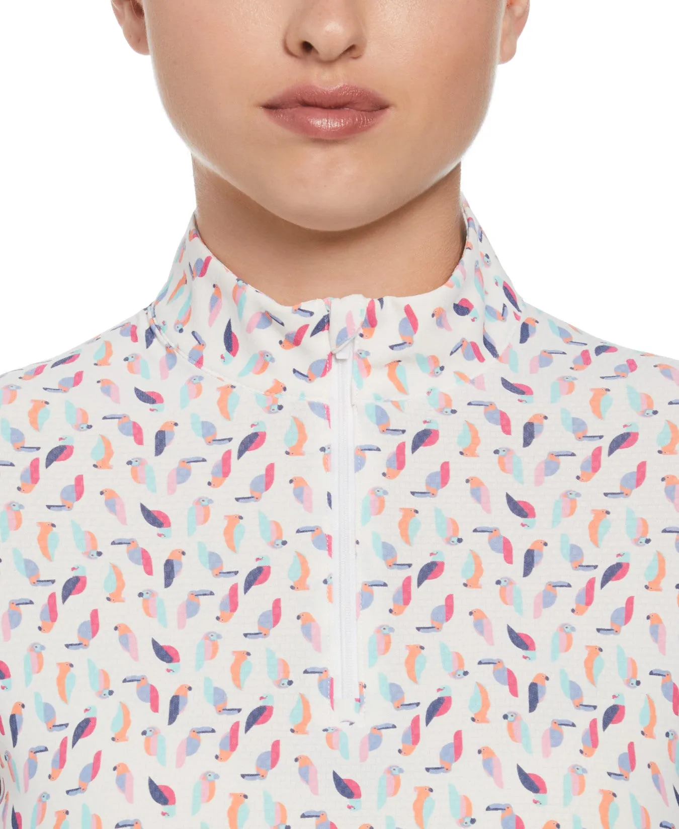 Women's Birdie And Eagle Print Golf Shirt In Brilliant White