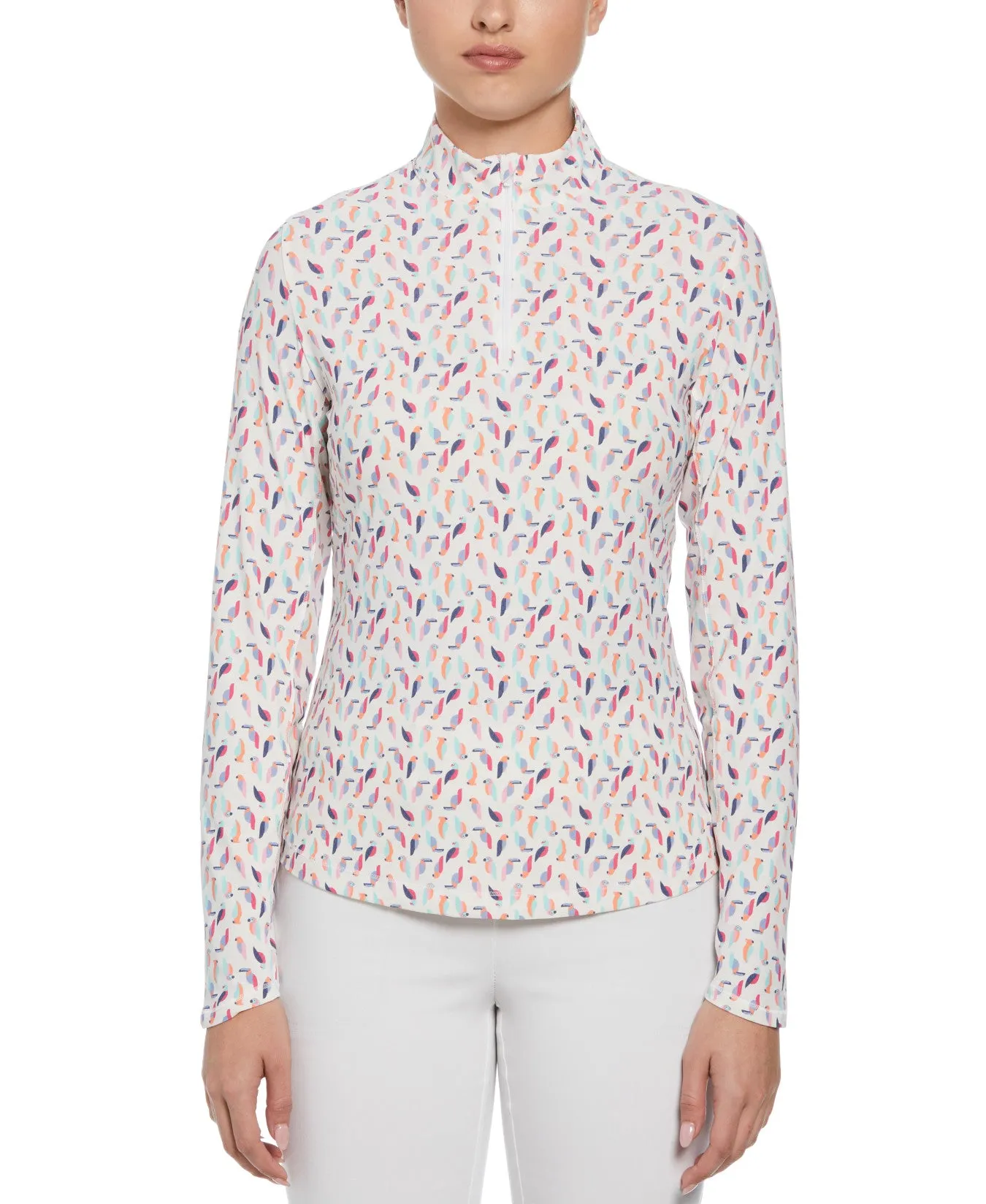 Women's Birdie And Eagle Print Golf Shirt In Brilliant White