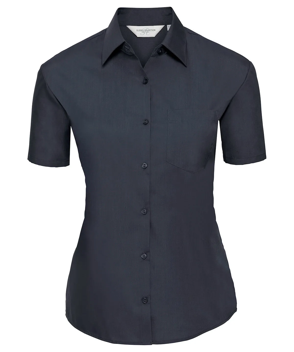 Womens short sleeve polycotton easycare poplin shirt | French Navy